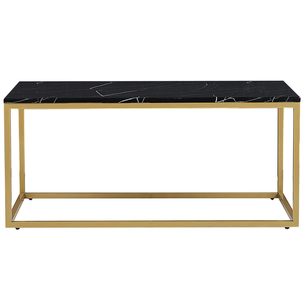 KONFERENČNÍ STOLEK Mramor Look černý/zlatý obdélníkový 60/100 cm Delano - černá/zlatá, kompozitní dřevo (100/60/45cm) - Beliani