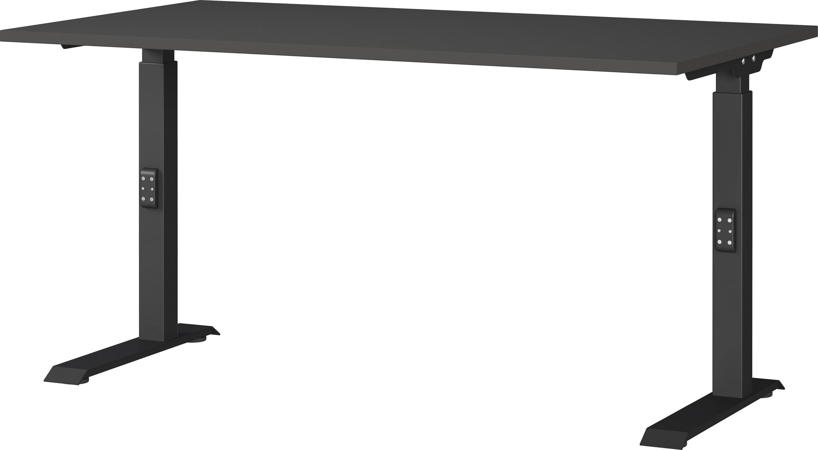 SCHREIBTISCH höheneinstellbar "Stuttgart" 68-91cm Graphit 140x80cm, C-Fuß - Schwarz, Holzwerkstoff/Metall (80/140/91cm) - KADIMA DESIGN