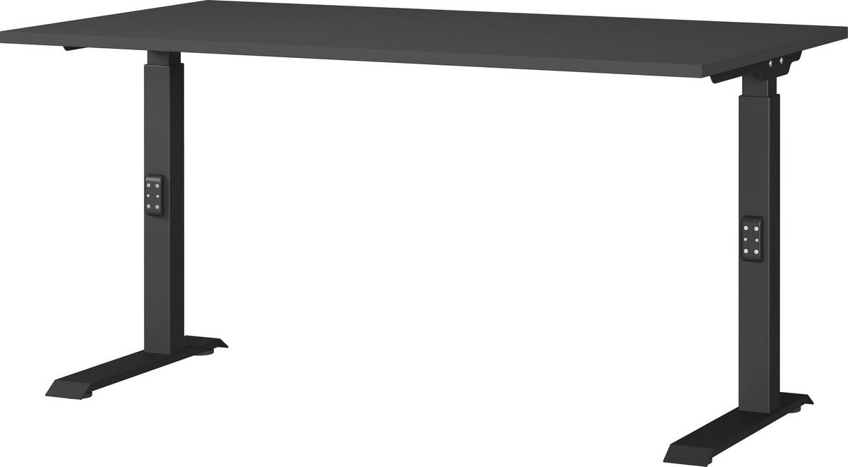 SCHREIBTISCH höheneinstellbar "Stuttgart" 68-91cm Graphit 140x80cm, C-Fuß - Schwarz, Holzwerkstoff/Metall (80/140/91cm) - KADIMA DESIGN