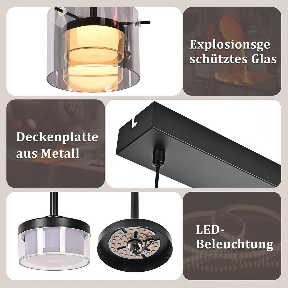 LED PENDELLEUCHTE 12/157/52cm - Schwarz, Metall (157/12/52cm) - Nettlife