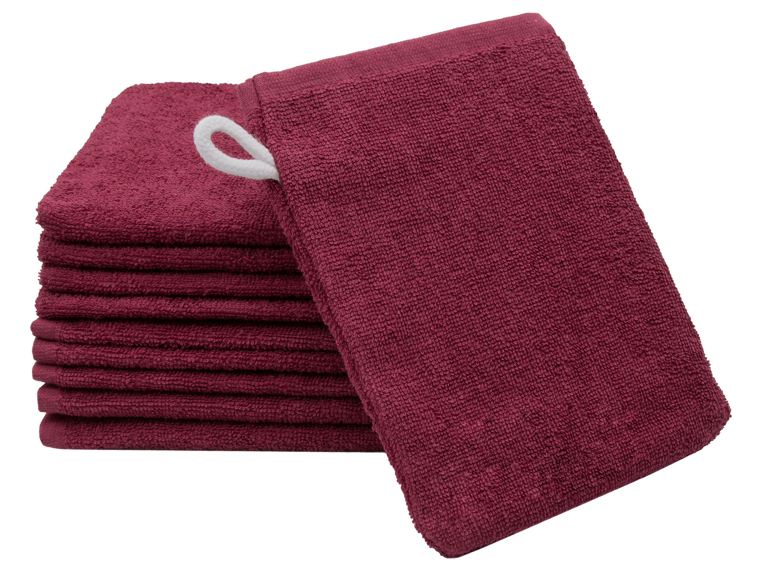WASCHHANDSCHUH, 10er-Set, 16x21 cm, 100% Baumwolle, Rot - Bordeaux, Textil (16/21cm) - Zollner