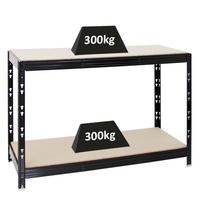 WERKBANK Tiger 300 kg pro Fachboden 90x140x60 cm Schwarz - Schwarz, Metall (140/90/60cm) - PROREGAL