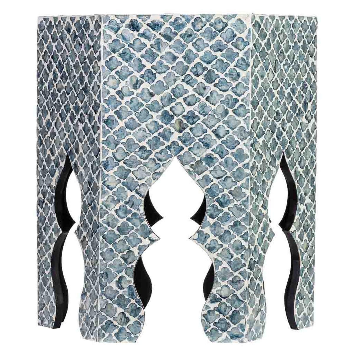 TISCH aus Holz und Capiz, grau, 45x40x50cm - Grau, Holz (40/45/50cm) - Wanderlust