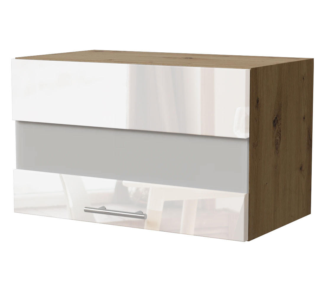 Feldmann-Wohnen Klapphängeschrank Weiß Hochglanz, Eiche Artisan 60x36x32.5 cm