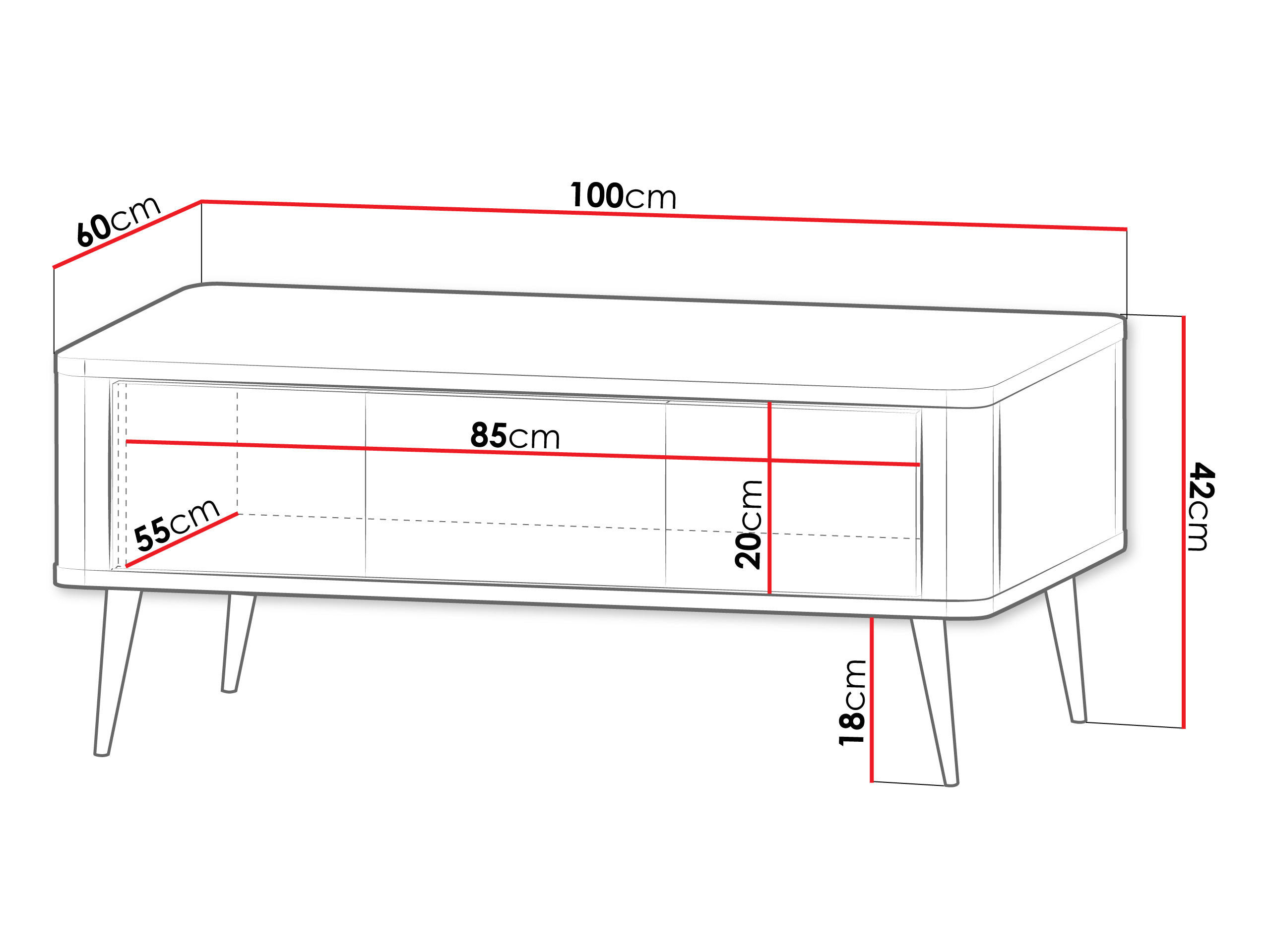 COUCHTISCH Marly RE16 - Kaschmir/Schwarz, Holzwerkstoff/Metall (60/100/42cm) - MIRJAN24