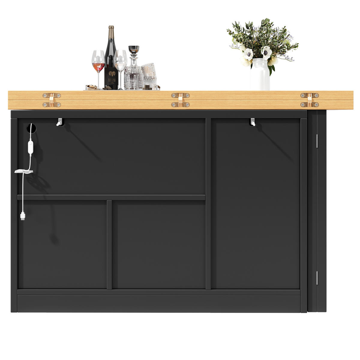 BARTISCH DE-38582 ausziehbar 120-197 cm 360° drehbar und RGB-LED Schwarz - Schwarz, Holzwerkstoff (40/120/72cm) - ComfortXL