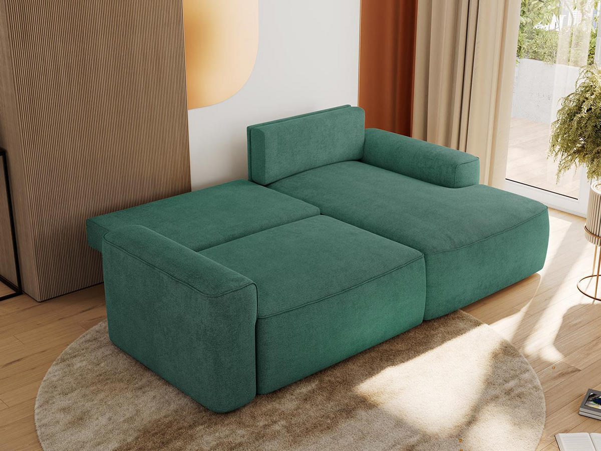 ECKSOFA BELLUNO L Grün Strukture - Rechts - Schwarz/Grün, Textil (233/144cm) - MKS