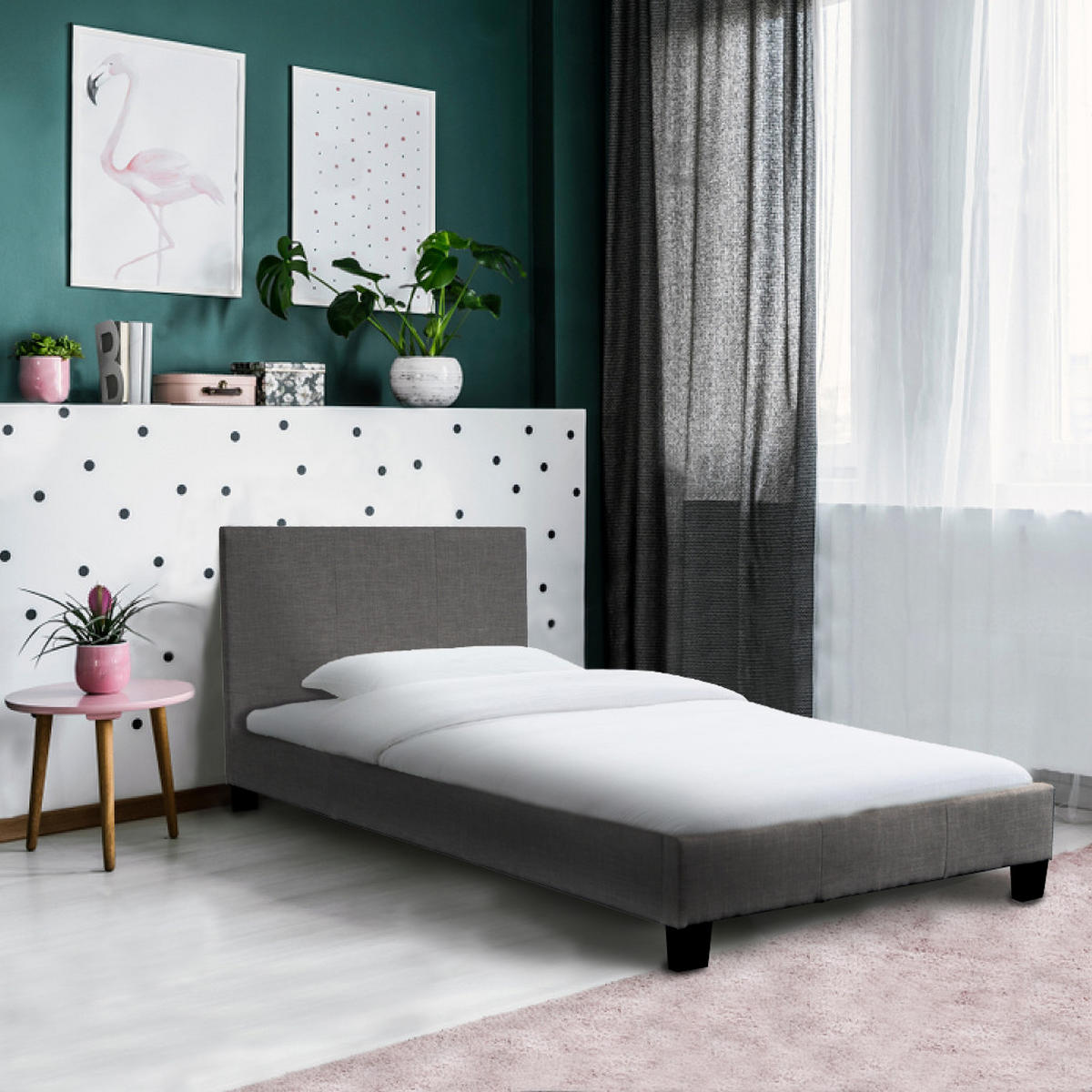 BETT DUBLIN mit Lattenrost / Bett 90x190 - Dunkelgrau - Dunkelgrau, Holzwerkstoff (90/190cm) - Weber Industries