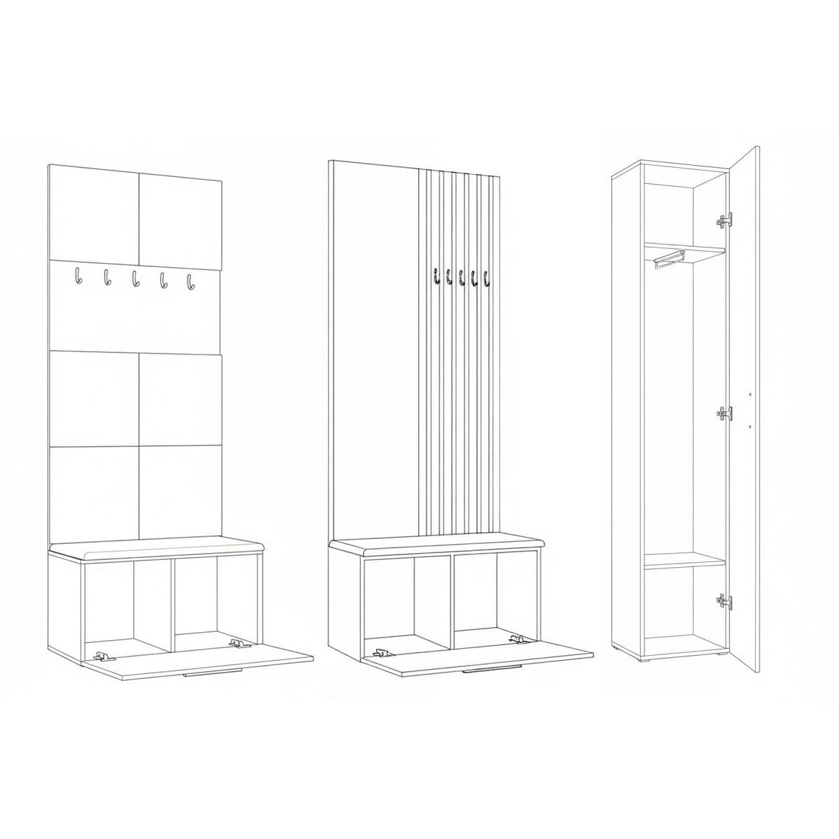 GARDEROBENSCHRANK MODULO 201,2/204/40 cm Modern Garderobe-Set Grau - Schwarz/Grau, Holzwerkstoff (201.2/204/40cm) - MASSENO
