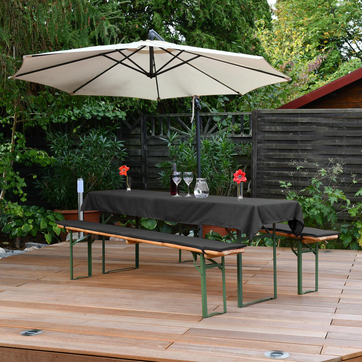 BIERBANKAUFLAGE Comfort XS 70cm Anthrazit (3tlg) - Anthrazit, Textil (70/1/220cm) - Beautissu 