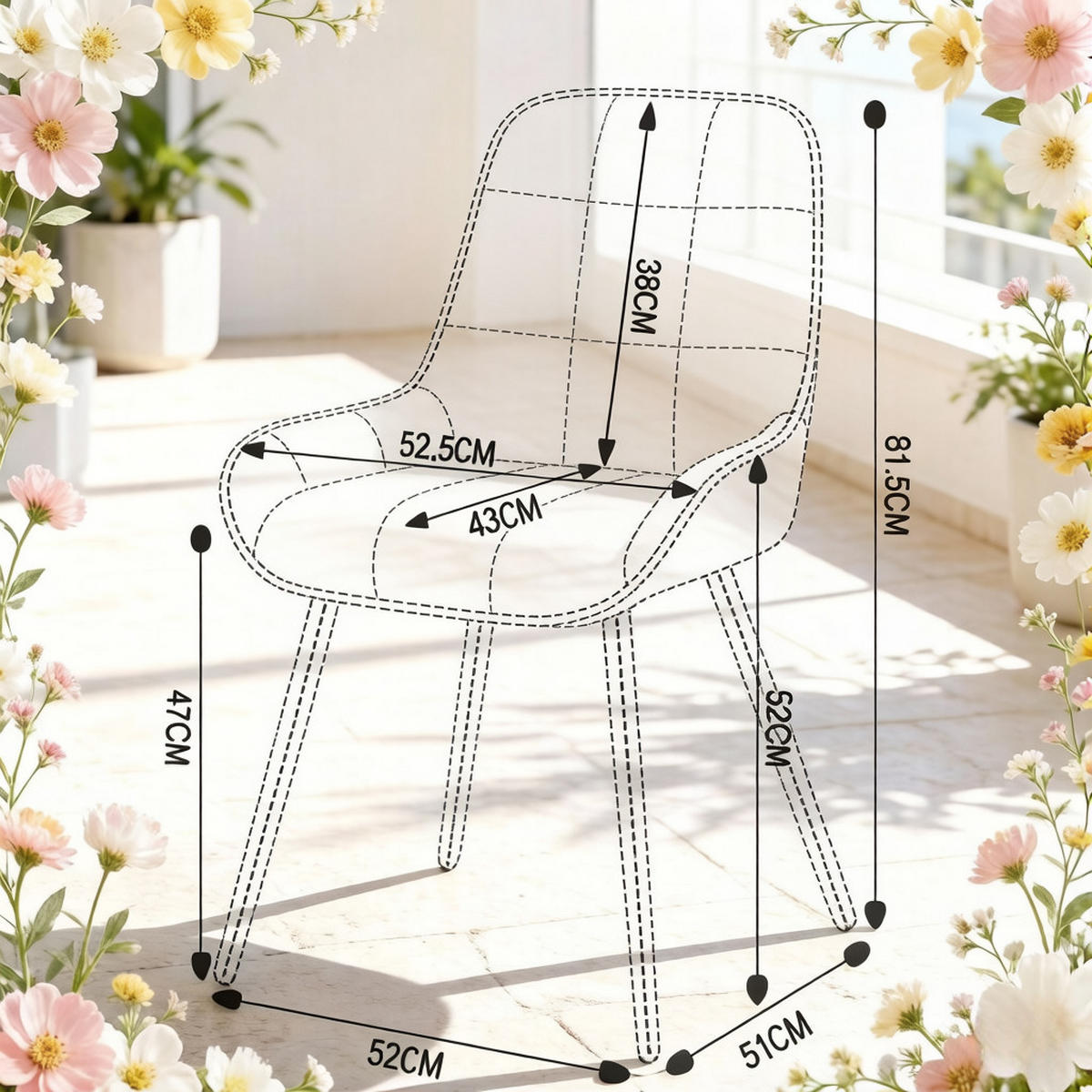 ARMLEHNSTUHL-SET DE-36164 4 Stück mit Metallgestell Weiß - Weiß, Metall (52.5/81.5/43cm) - ComfortXL