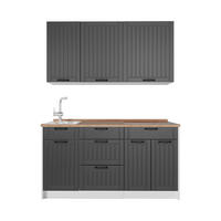 SAMOSTATNÁ KUCHYŇA Fame-Line, Tmavo-sivá/biely, 150 cm, AP Oak - biela/tmavosivá, kompozitné drevo (150/82/60cm) - Vicco