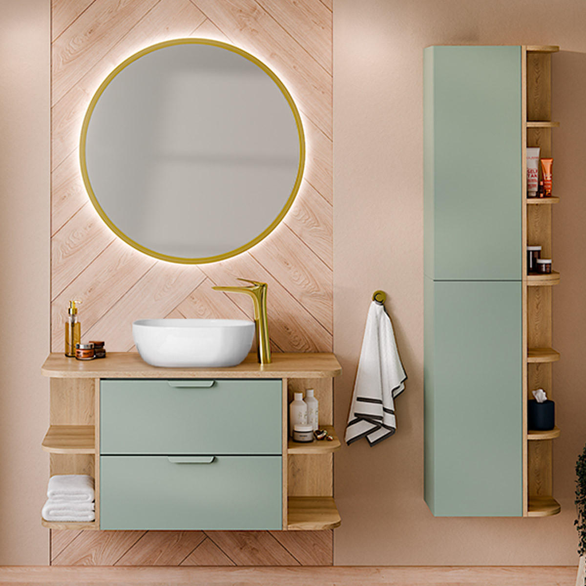 WASCHTISCH 120.4cm Oria Grün - Grün, Holzwerkstoff (120.4/50/45.8cm) - Petits-meubles