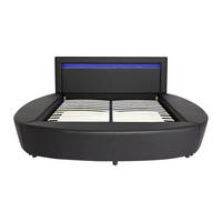 RUNDES Bett - 2 Personen - Kunstleder - Schwarz - - Schwarz, Leder (180/200cm) - Vente-Unique