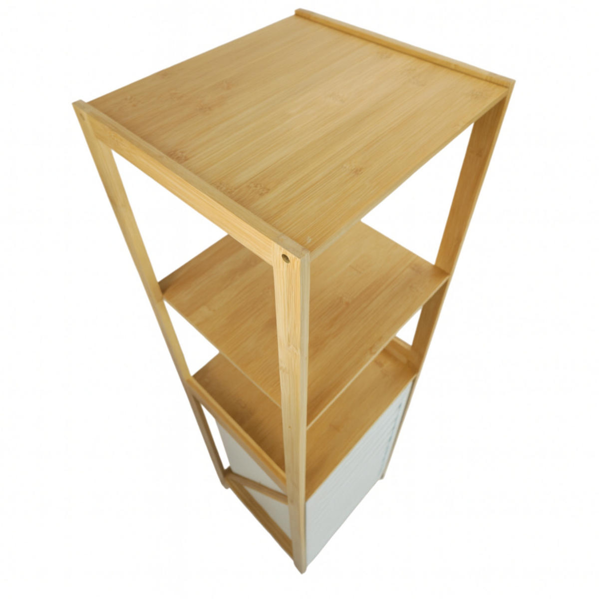 BADEZIMMERREGAL Bambus Weiß Wäschekorb 36/33/130 cm - Hellbraun/Weiß, Holz (36/130/33cm) - Begryf