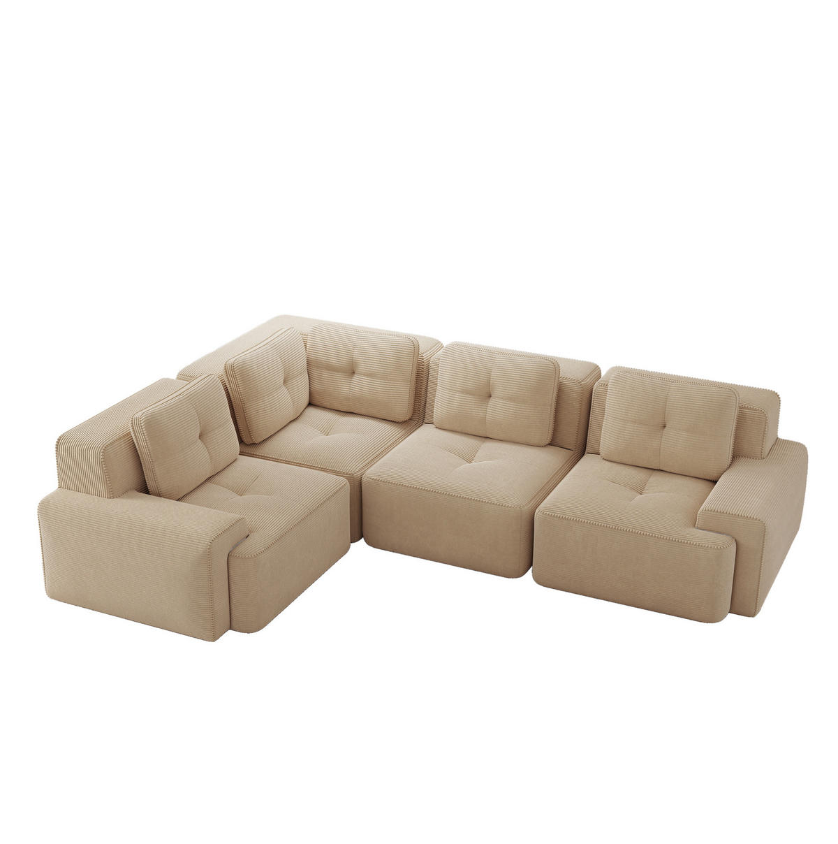 ECKSOFA aus Cord mit modularem Design Beige - Beige, Textil (104/382cm) - Modenvie