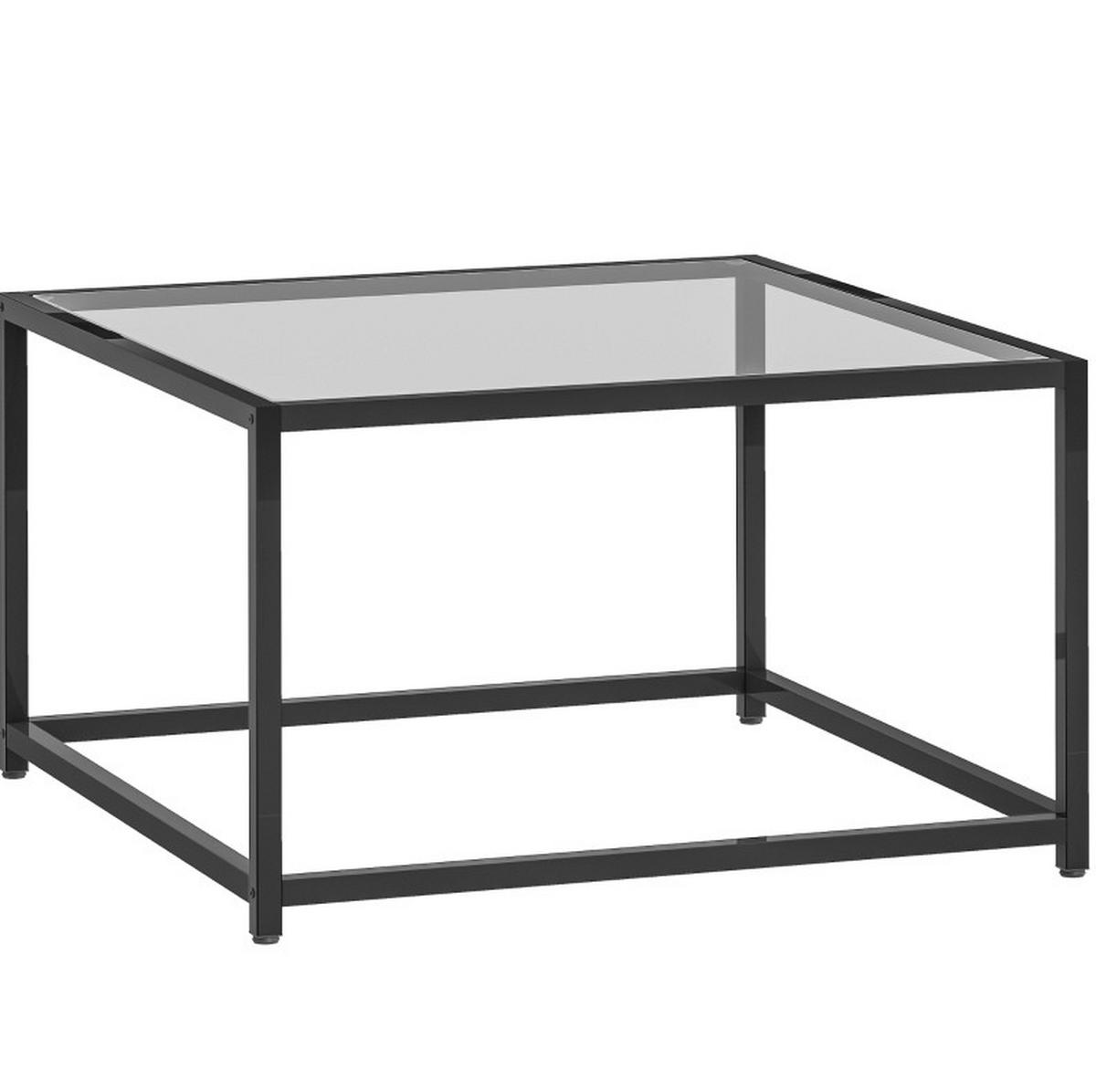 COUCHTISCH 68/68/39 cm schwarz aus gehärtetem Glas und Stahl mit industriellem Design - Schwarz, Glas (68/68/39cm) - OKMYHOME