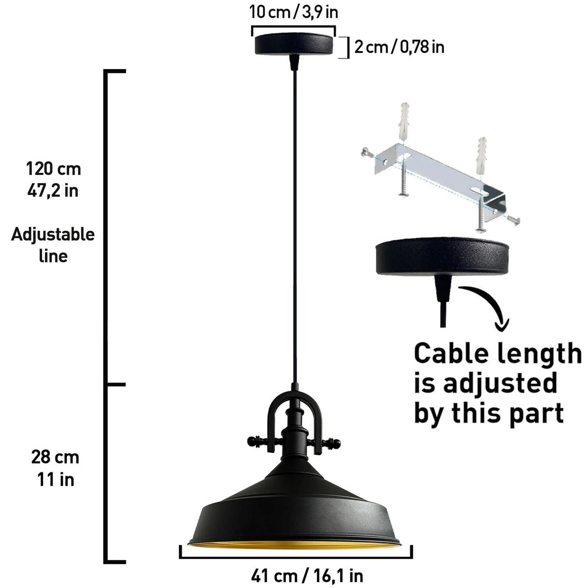 PENDELLEUCHTE Asletl-Marine - Schwarz, Metall (41/41/28cm) - Bamyum