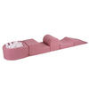 BÄLLEBAD klein mit Schaumstoff Bausteinen für Kinder, Boucle, Rosa - Rosa/Weiß, Textil (250/45/30cm) - MeowBaby