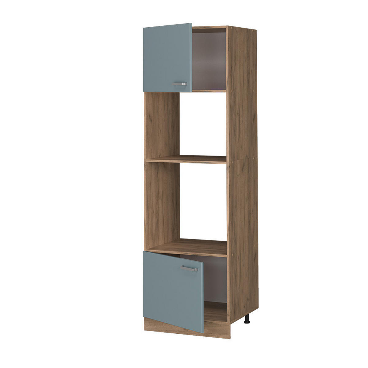 MIKROWELLENSCHRANK R-Line Blau-Grau 60 cm - Honigeiche/Eiche Wotan, Holzwerkstoff (60/206.8/57.2cm) - Vicco