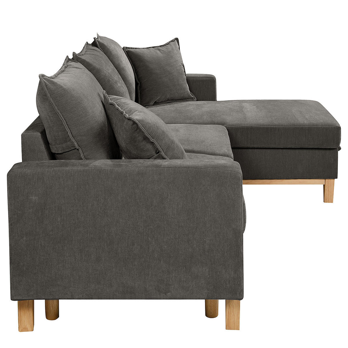 ECKSOFA mit Schlaffunktion - Flachgewebe - Hellbraun/Anthrazit, Holz/Textil (214/145cm) - home24
