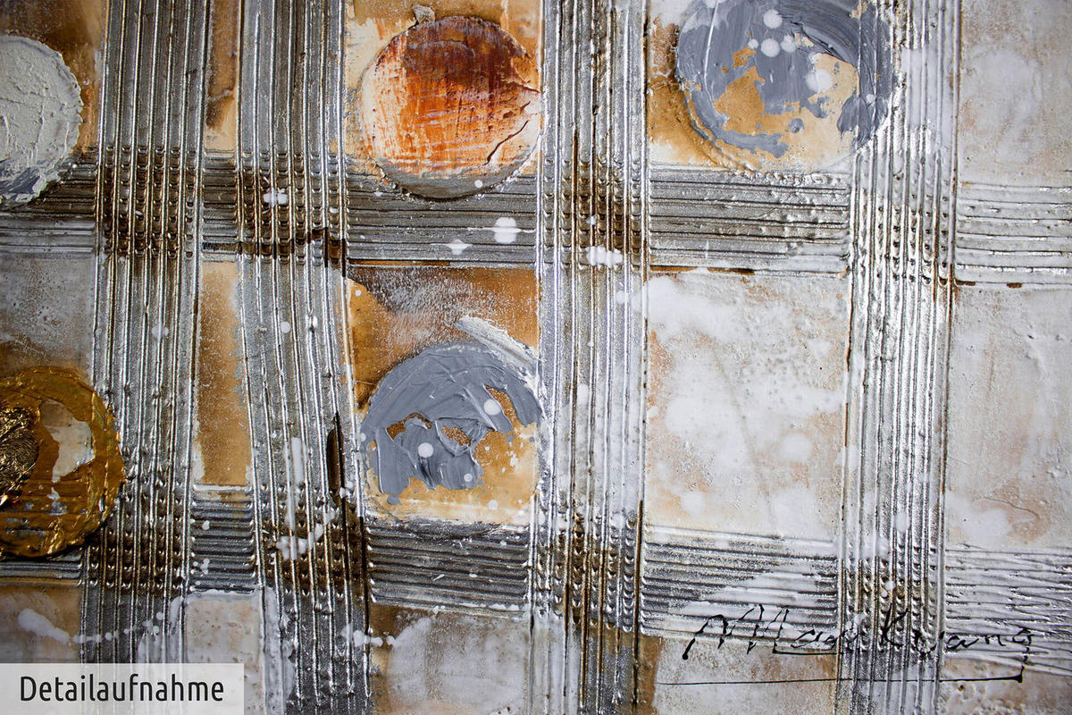 ACRYLBILD HANDGEMALT 120/80 cm - Silberfarben/Goldfarben, Holz/Textil (120/80cm) - KUNSTLOFT