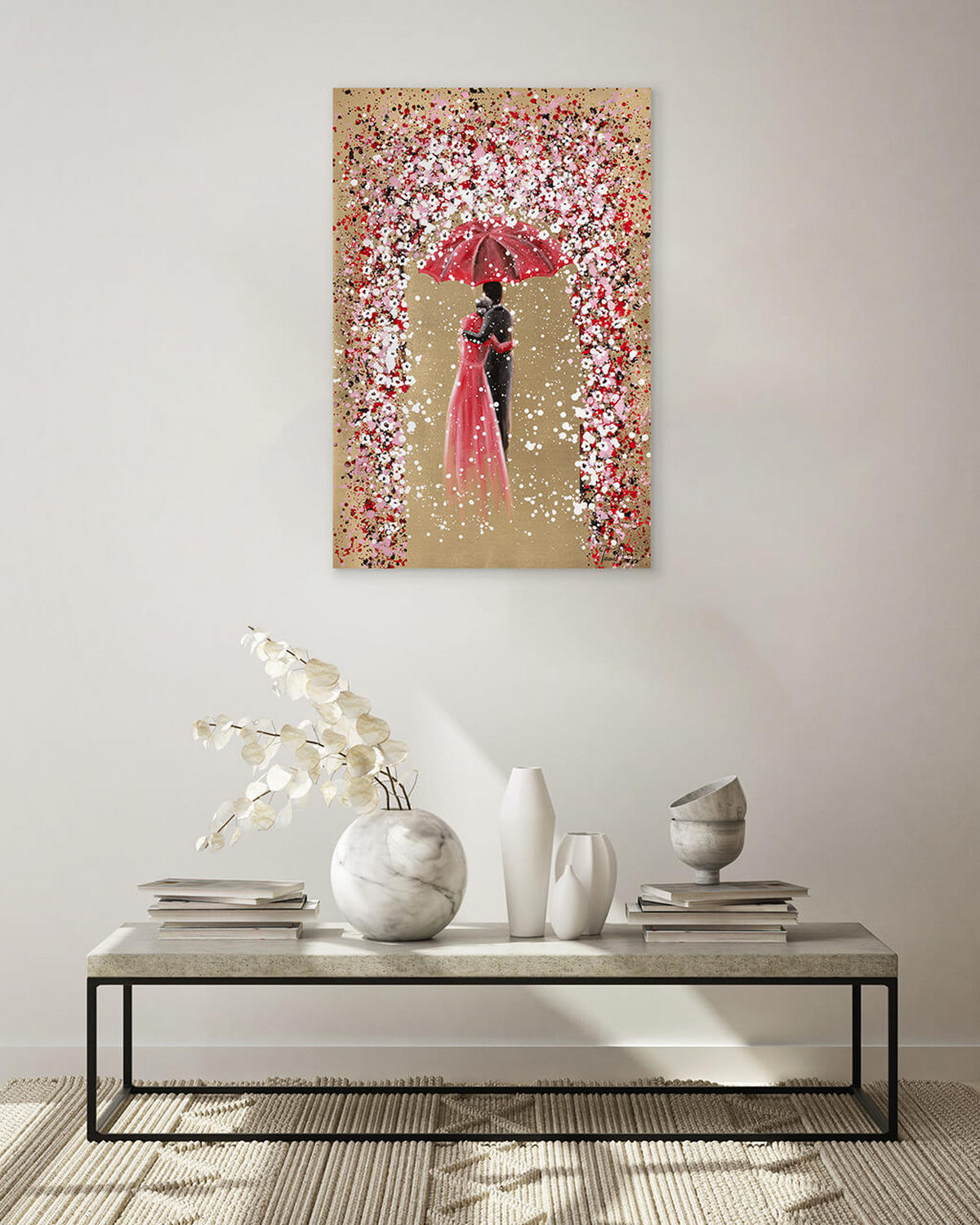 ACRYLBILD HANDGEMALT 60/90 cm - Rot/Goldfarben, Holz/Textil (60/90cm) - KUNSTLOFT