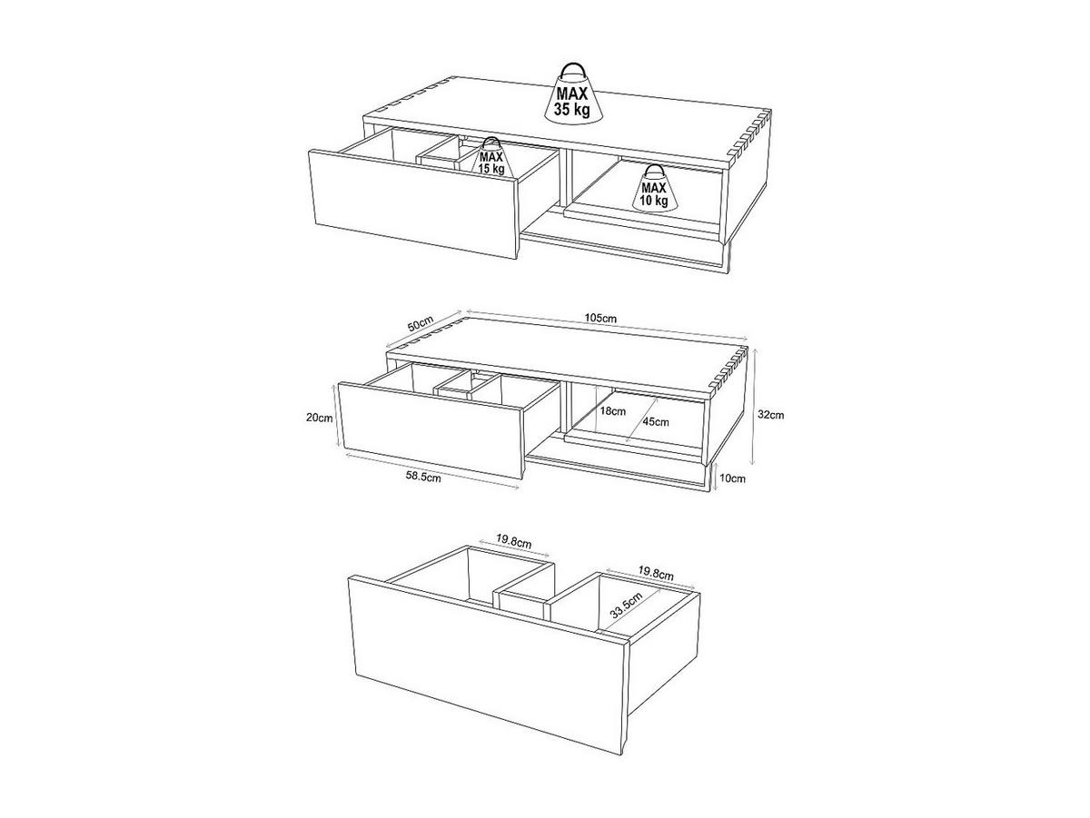 WASCHBECKENUNTERSCHRANK - 105cm x 50cm - Teakholz - naturfarben hell - KUPANG - Naturfarben, Holz (105/32/50cm) - Vente-Unique