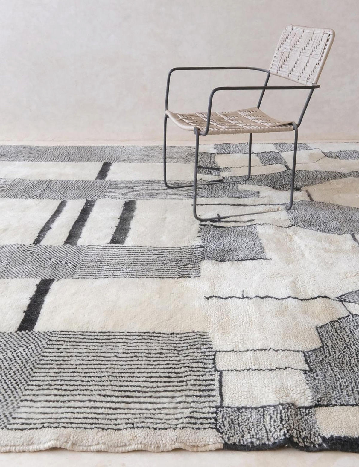 BERBERTEPPICH abstraktes Design aus reiner Wolle 300x 400 cm - Weiß, Naturmaterialien (300/400cm) - AFK Living