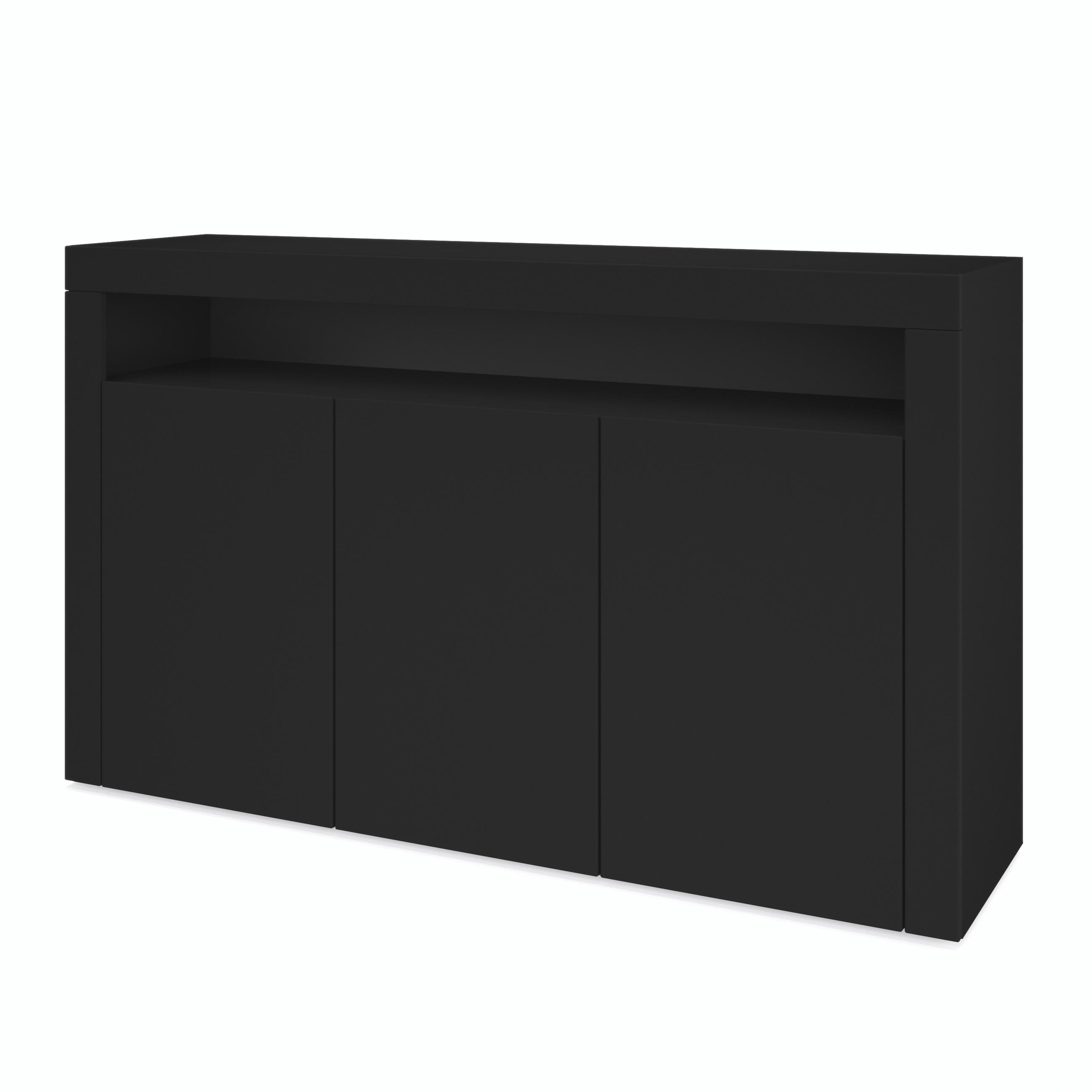 SIDEBOARD Valencia Schwarz matt - Schwarz, Holzwerkstoff (155/92/40cm) - Vladon