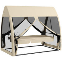 HOLLYWOODSCHAUKEL mit Liegefunktion 3-Sitzer - Beige, Metall (140/197/240cm) - Outsunny