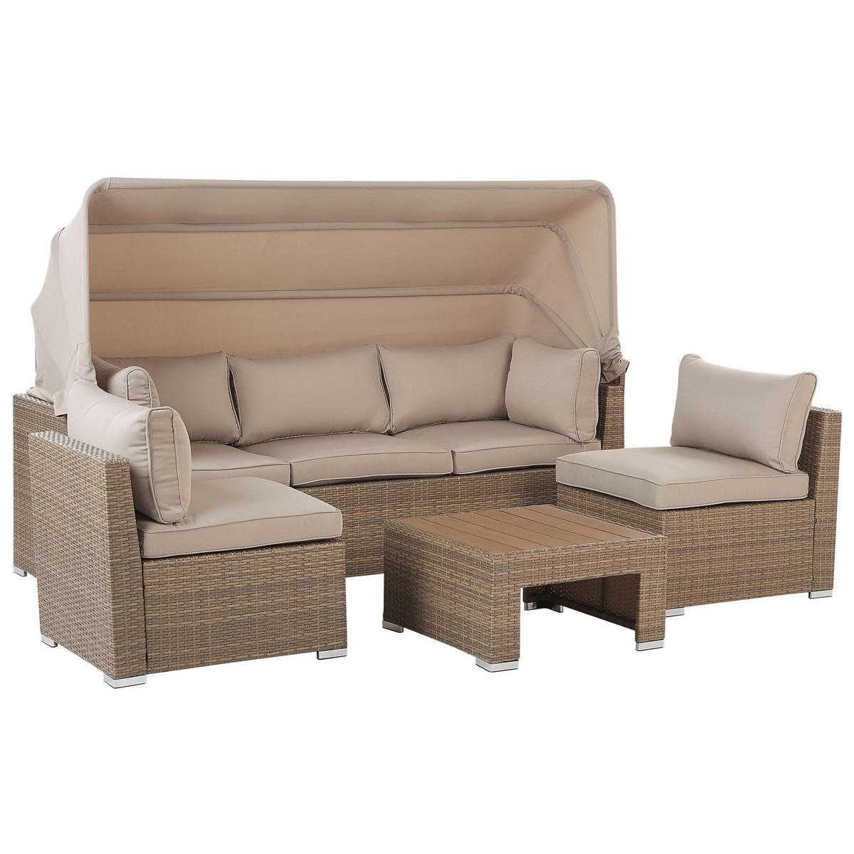 LOUNGE SET 5-Sitzer beige modular Coccolia - Beige, Kunststoff - Beliani