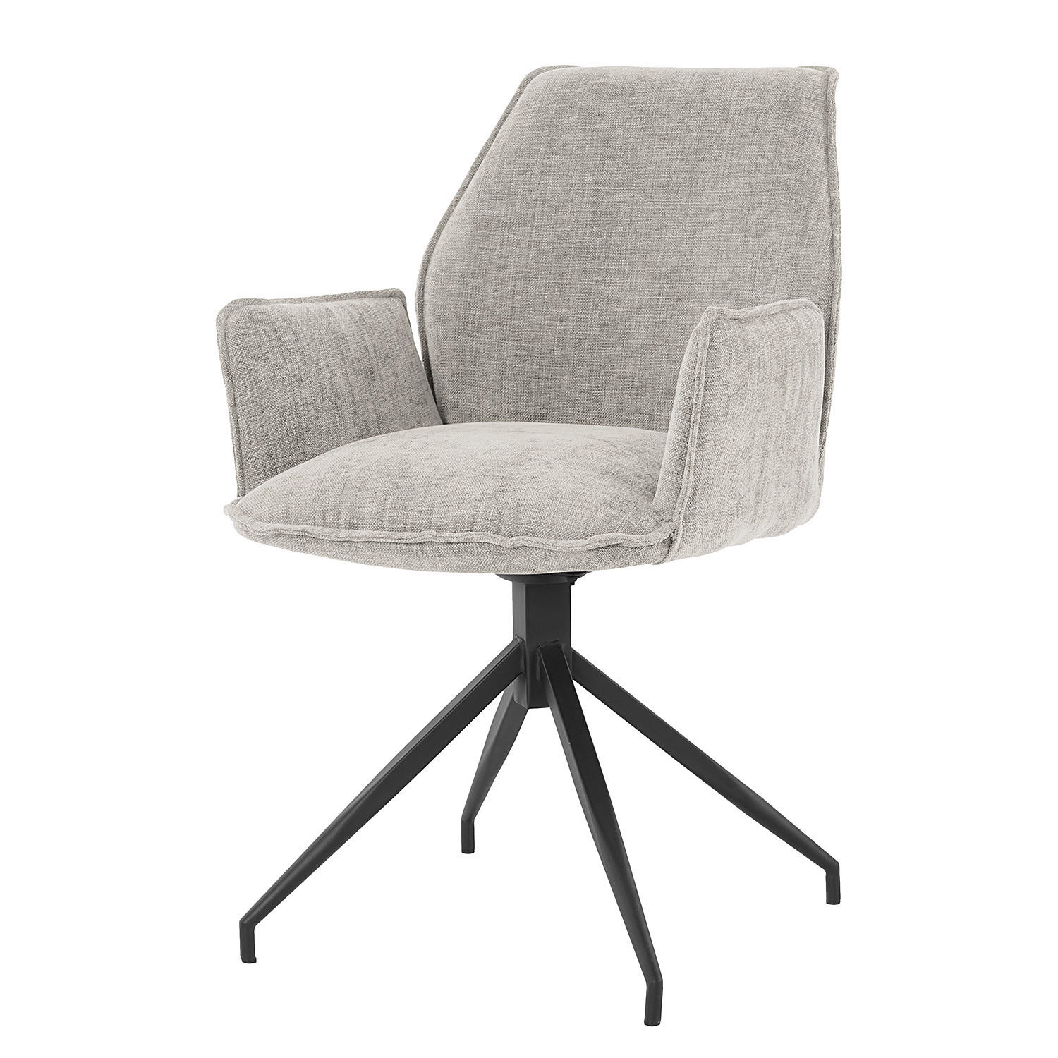 DREHBARER ARMLEHNENSTUHL - Hellgrau, Textil/Metall (58/90/60cm) - home24