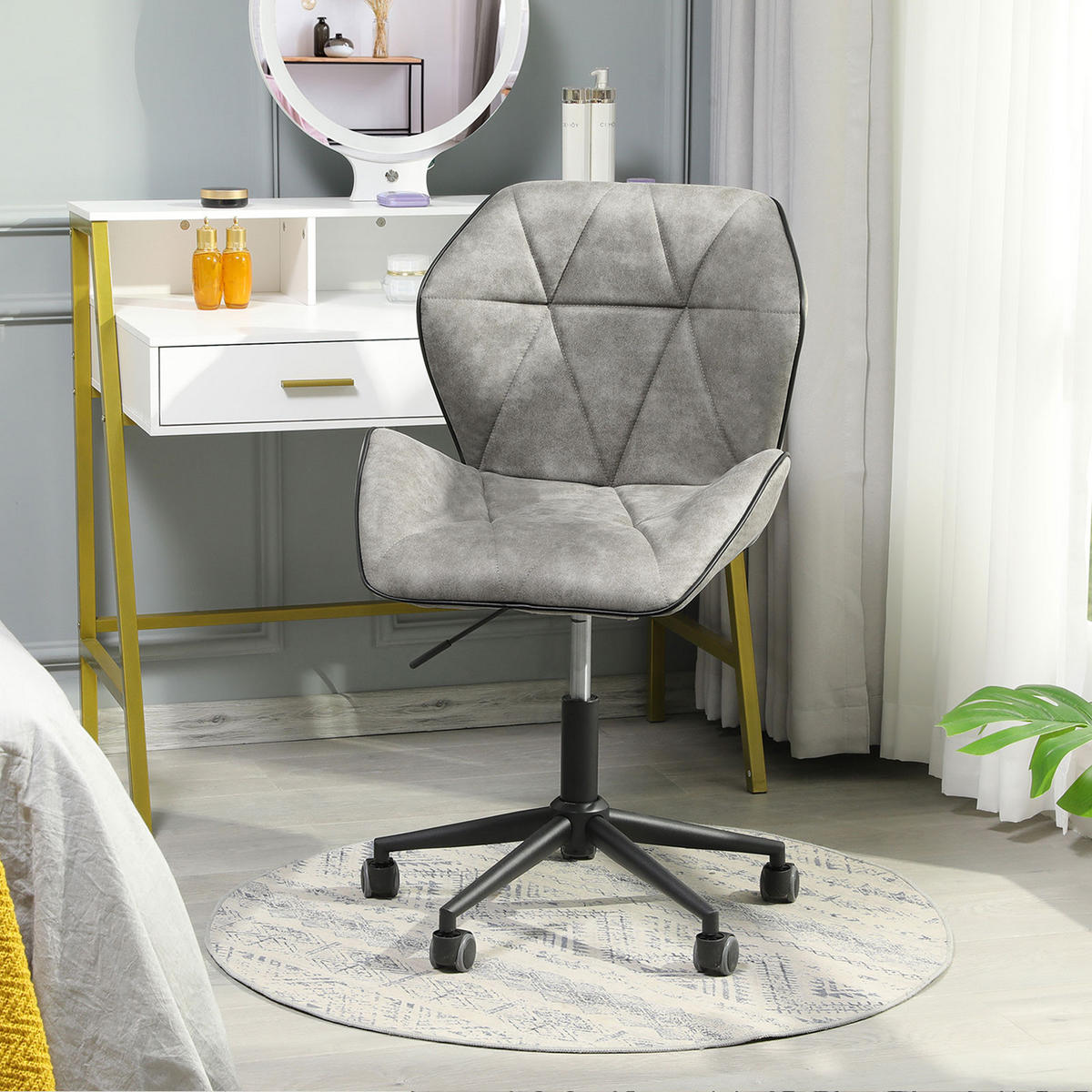 SCHREIBTISCHSTUHL Diamant Steppung Hellgrau - Grau, Textil (57/76/54cm) - SVITA