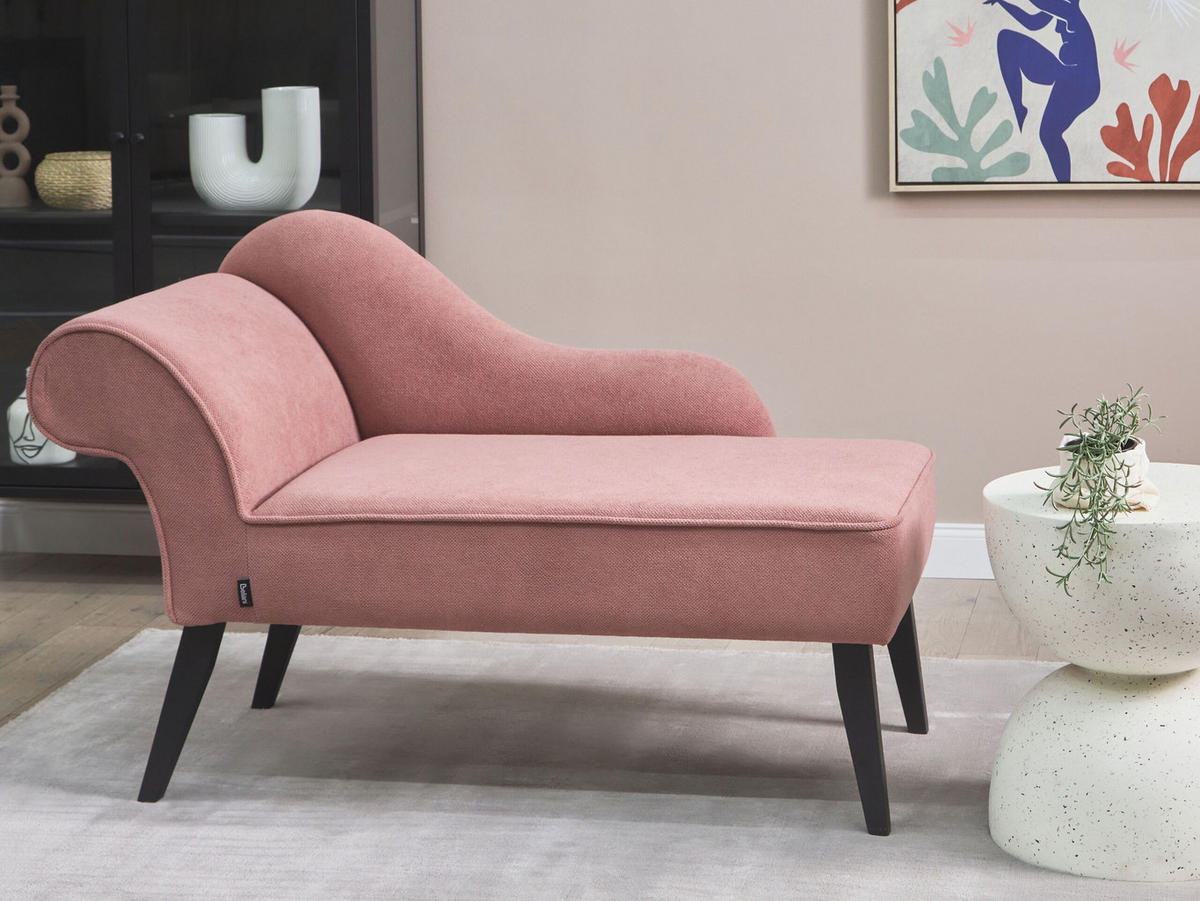 CHAISELONGUE rosa linksseitig Biarritz - Pink/Schwarz, Textil (118/77/60cm) - Beliani