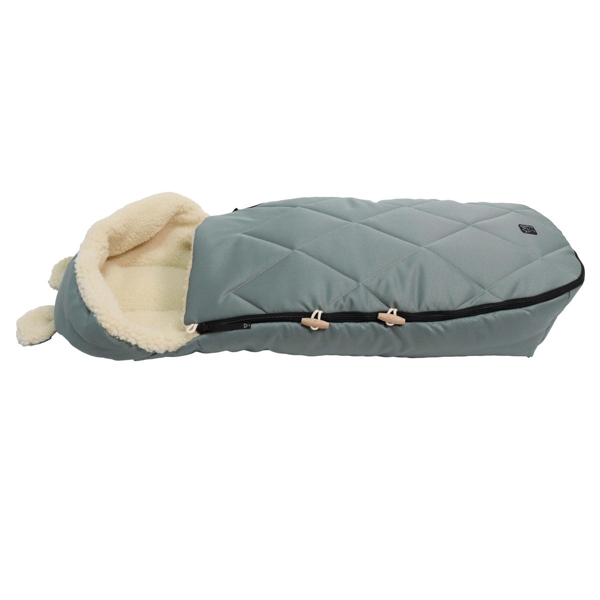 KINDERWAGENFUSSSACK XL EARS WOOL, slit green - Grün, Naturmaterialien (43/93cm) - Kaiserbaby