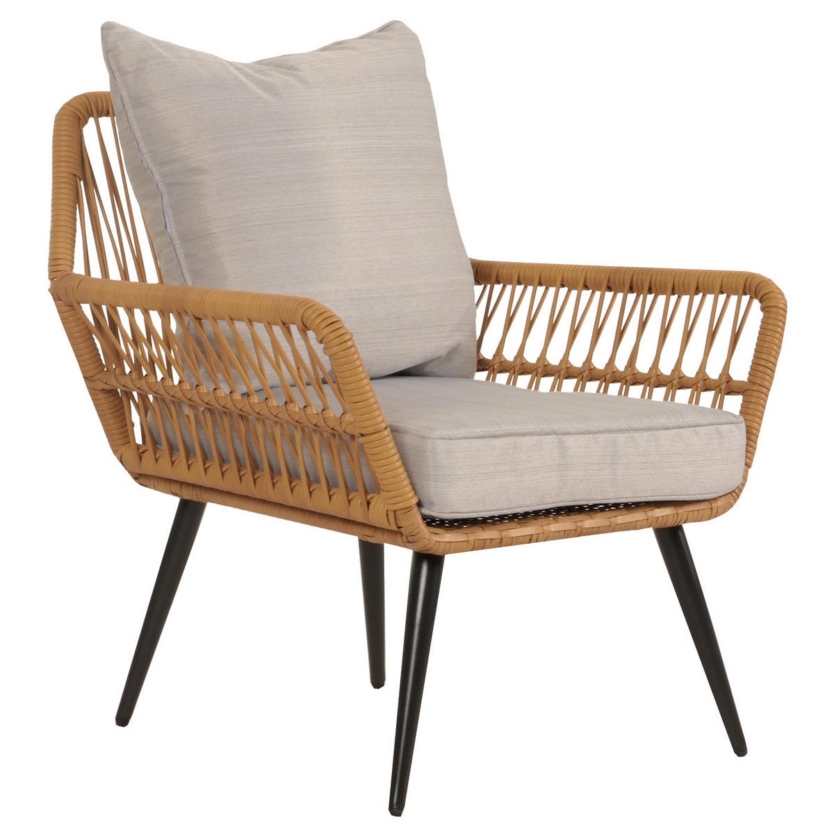GARTEN-GARNITUR aus Poly-Rattan HxBxT 78x64x72cm Sitzhöhe 41cm Hellgrau - Hellgrau, Kunststoff - PROREGAL