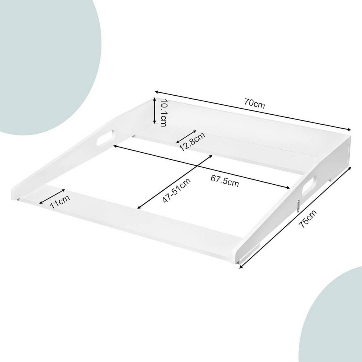 WICKELAUFSATZ für Kommode, 70x10x75 cm, Weiß - Weiß, Holzwerkstoff (70/10/75cm) - Woltu