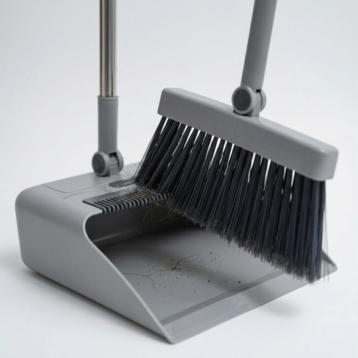 KEHRSET Grau Schwarz Silber 2-tlg. mit langem Stiel - Multicolor, Kunststoff/Metall (25.5/124/25.5cm) - Relaxdays