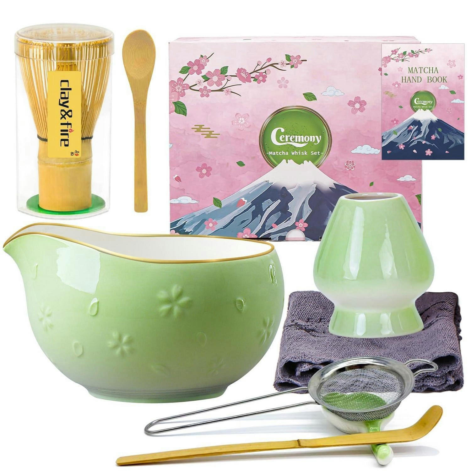 MATCHA Set 9-teiliges Set Kirschblüten-Grün - Grün, Keramik (10/10/15cm)
