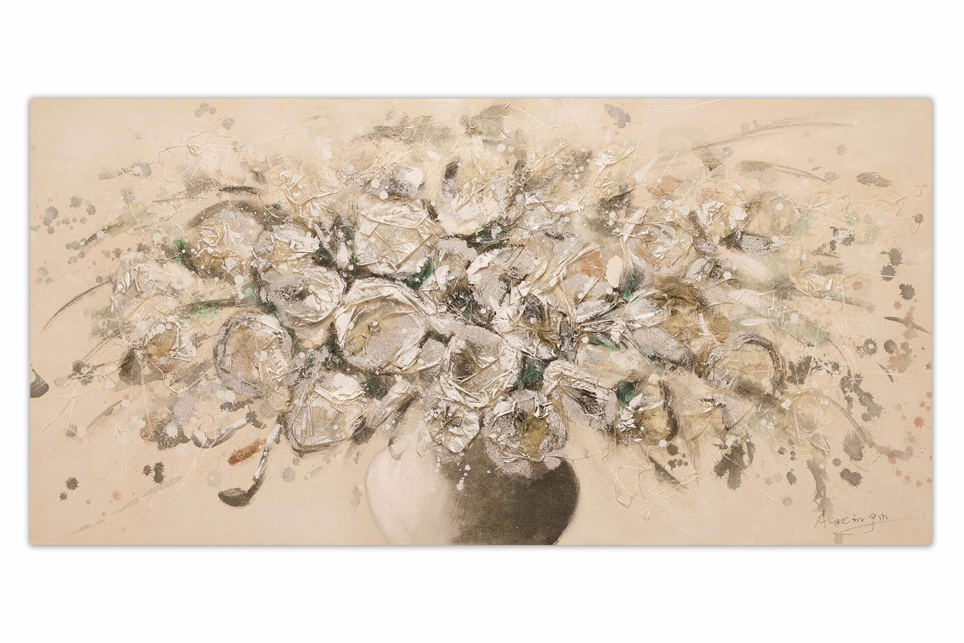 ÖLGEMÄLDE 120/60 cm - Beige/Schwarz, Holz/Textil (1.6/60cm) - KUNSTLOFT