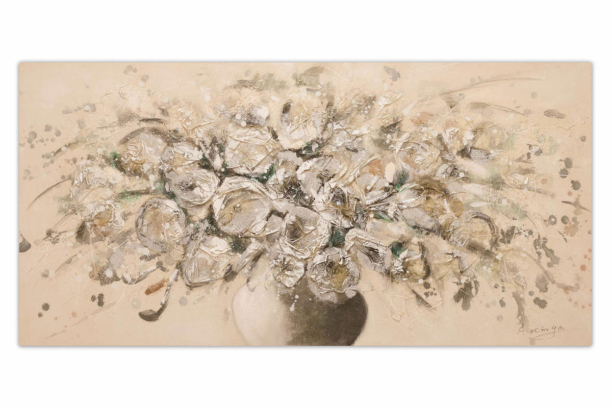 ÖLGEMÄLDE 120/60 cm - Beige/Schwarz, Holz/Textil (1.6/60cm) - KUNSTLOFT