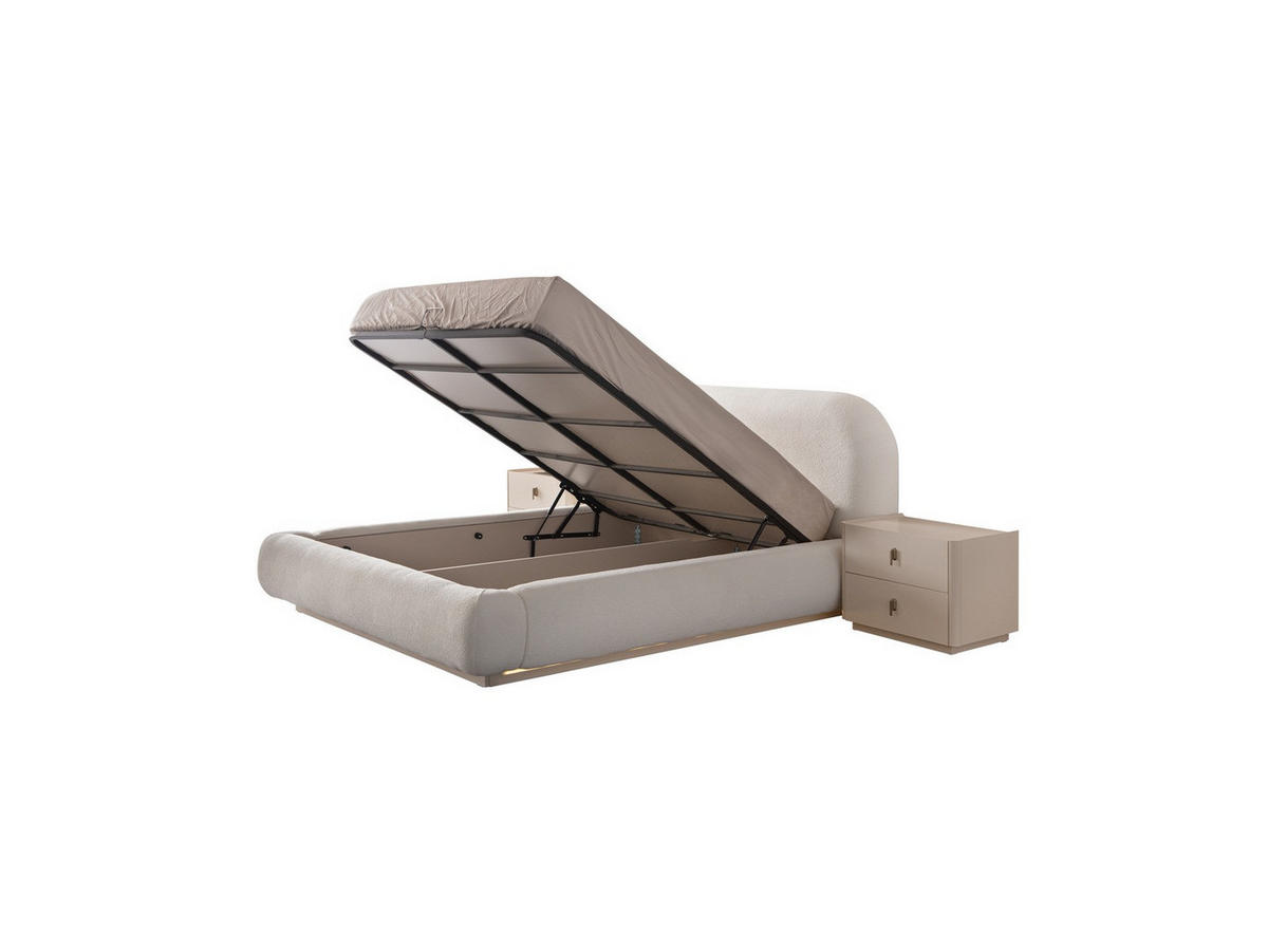 BETTANLAGE ALASKA Schlafzimmer-Set, 5-teilig, Creme, Bett mit Kopfteil, 2 Nachttische, Kleiderschrank und Kommode - Creme, Holzwerkstoff (160/200cm)