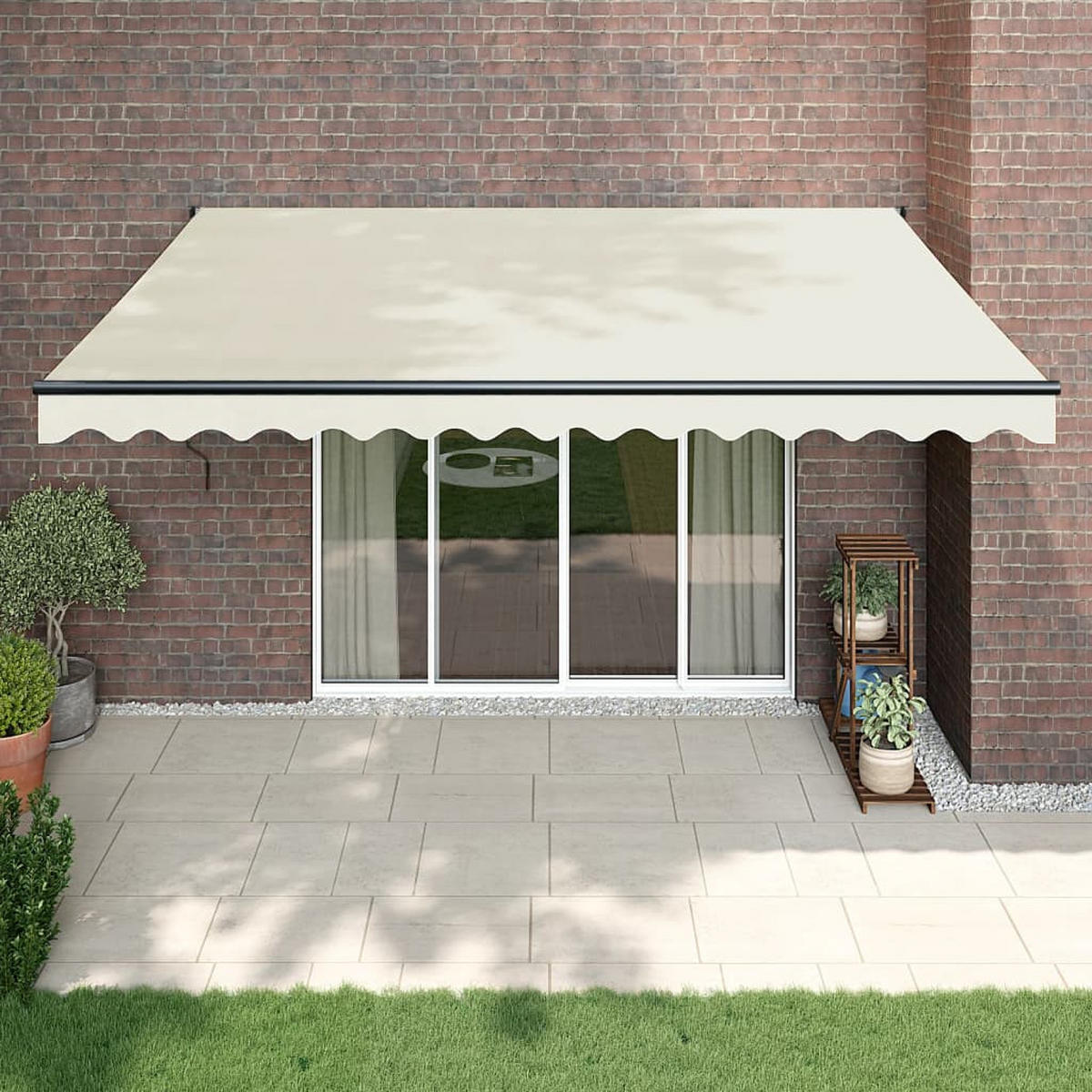 ELEKTRISCHE Markise mit Kurbel Creme 4,5x3 m - Creme, Textil (300/150/450cm) - furnicato