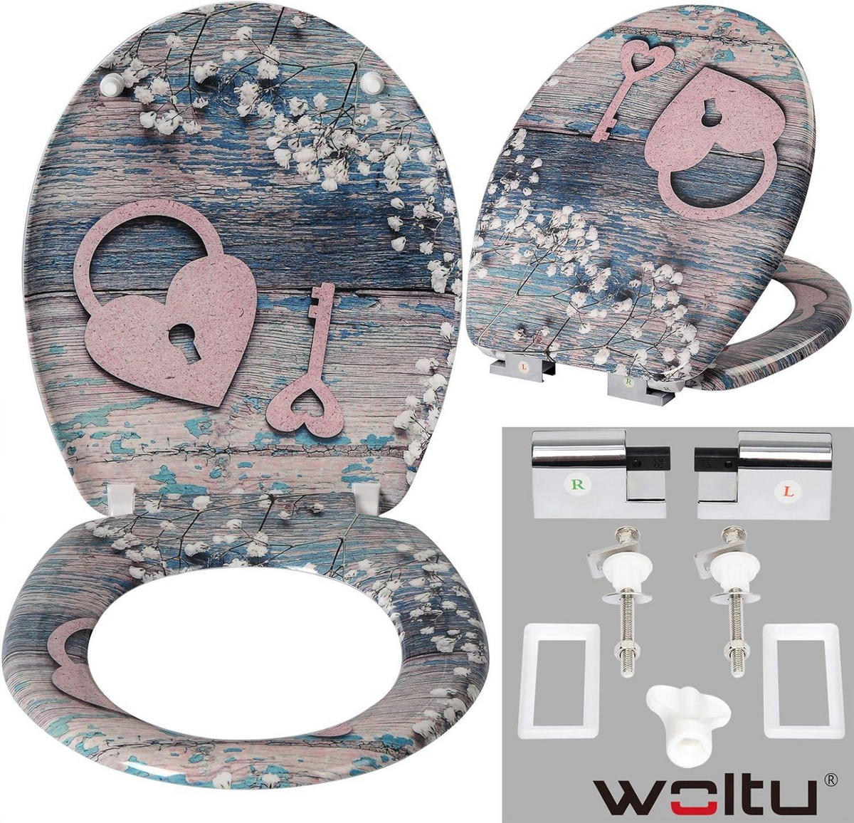 WC SITZ aus Duroplast, WC-Sitz mit Softclose-Funktion - Weiß, Kunststoff (37/2.51/45cm) - Woltu