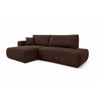 ECKSOFA Mit Schlaffunktion Und Bettkasten, Cordstoff Poso, Braun, Links, OPEN XL - Braun, Holz (262/145cm) - Kaiser Möbel