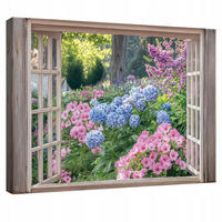 LEINWANDBILD Fenster Blumen Natur Modern Wohnzimmer 60x40 - Multicolor, Holzwerkstoff (60/40cm) - Wallarena