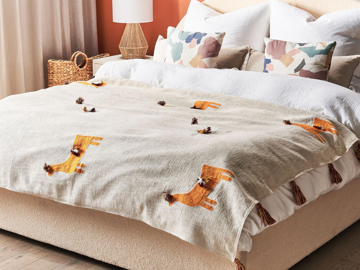 DECKE Beige Khandwa 130/180 cm - Beige, Naturmaterialien/Textil (130/180cm) - Beliani