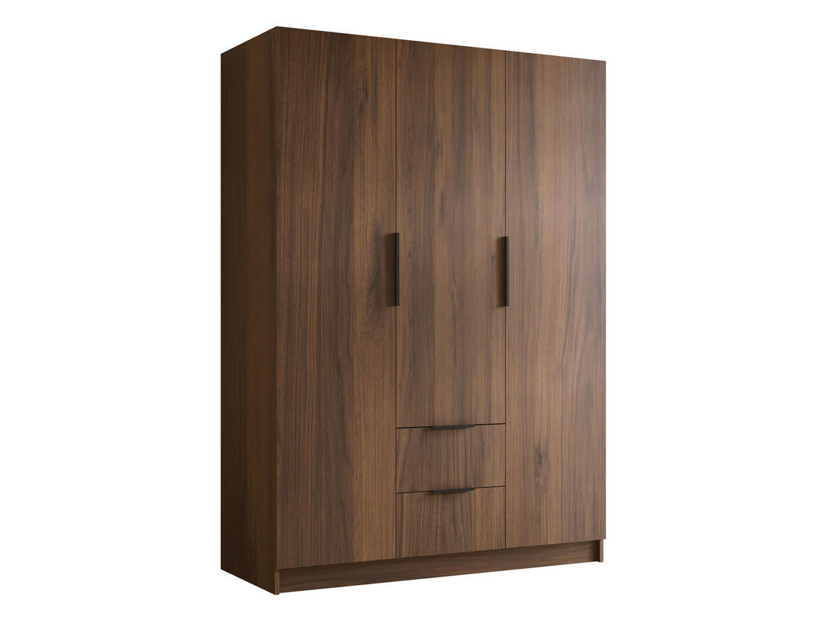 KLEIDERSCHRANK Calwi I - Nussbaumfarben/Schwarz, Holzwerkstoff/Kunststoff (150/216/60cm) - MIRJAN24