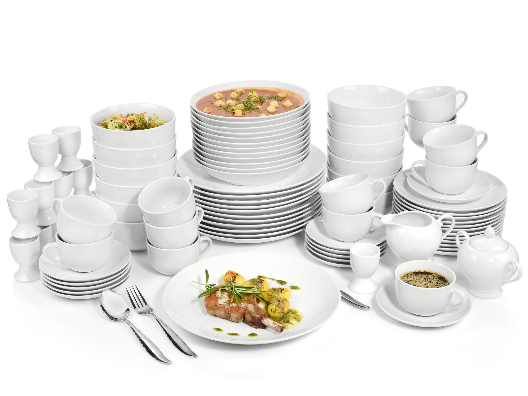 KOMBISERVICE NEW PORT - 86 teilig aus Porzellan - Weiß, Keramik (36.5/33/43cm) - Sänger